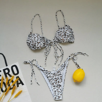 21 Colors Bikini Women Solid Leopard Floral Print Swimwear Swimsuit Female Bandage Strap Beach Bikinis Set Bathing Suit