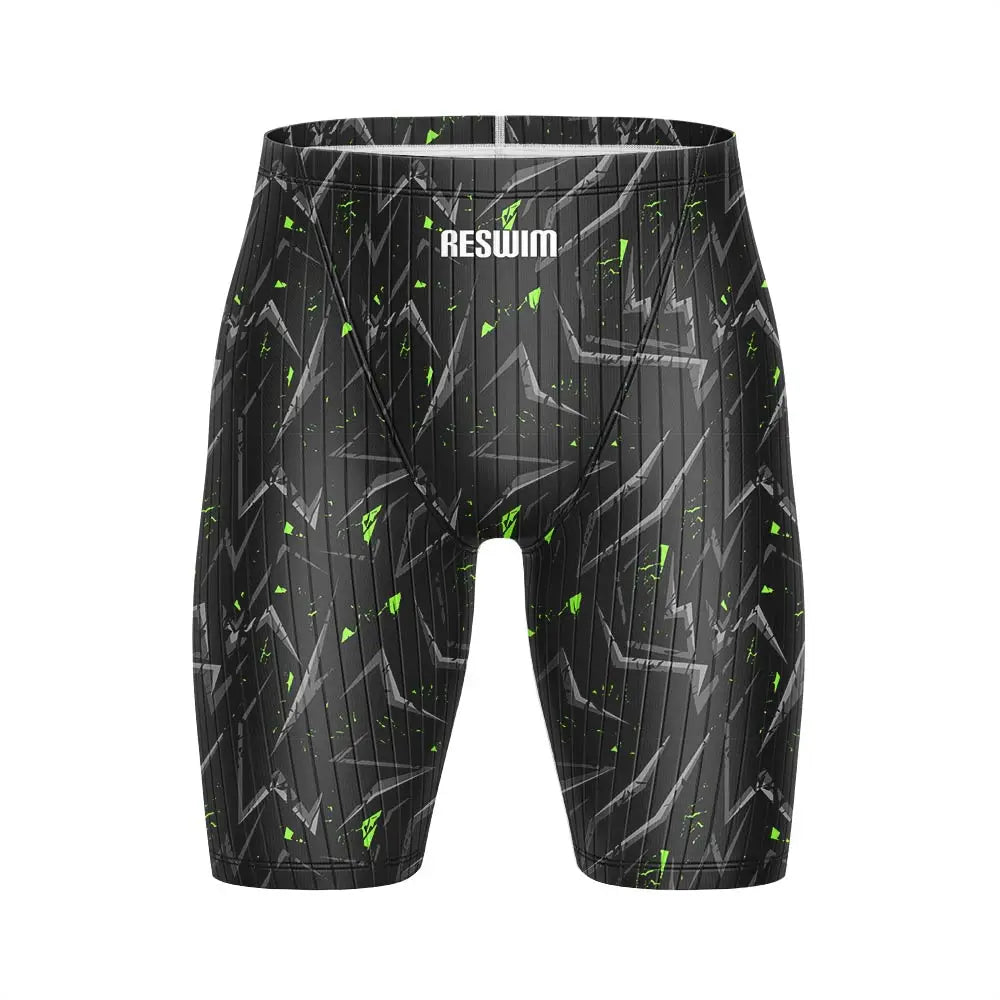 Summer Men's Pro Swim Jammer Athletic Practice Knee-Length Swimsuit Short Lycra Swimming Trunks Beach Tights Shorts Surf Pants