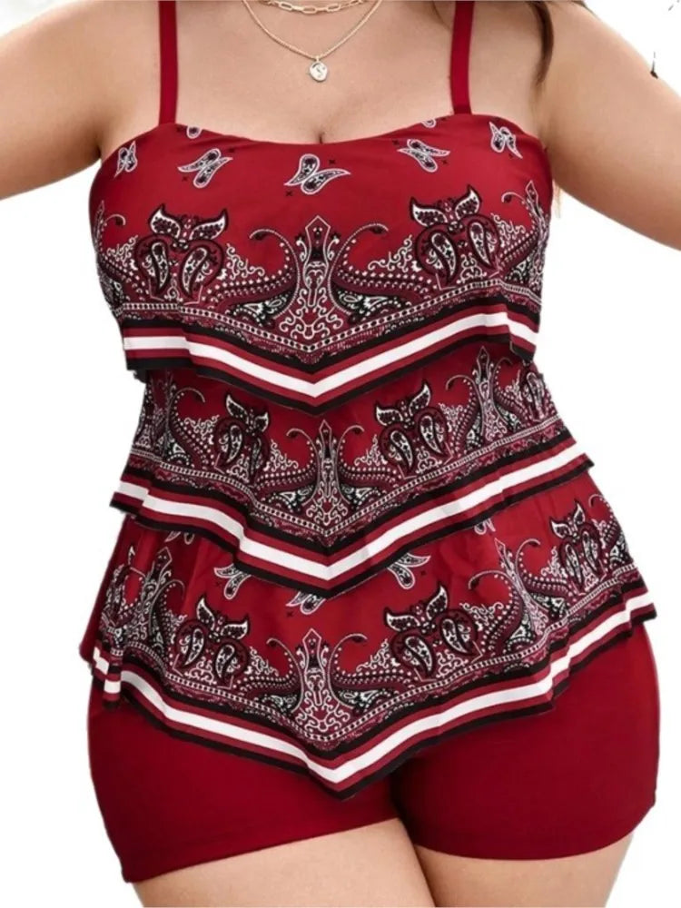 L-4XL Plus Size Tankini Women's Push Up Big Large Size Swimsuit Tummy Control Swimwear Tankini Sets