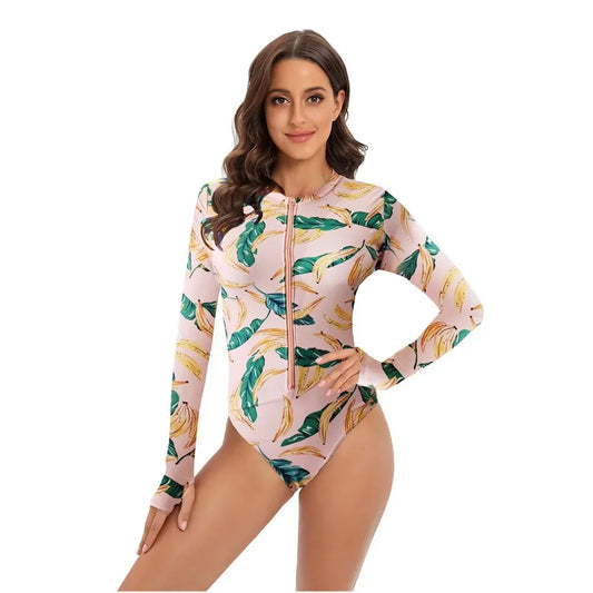 One-Piece Swimsuit Closed Long Sleeve Swimwear For Sports Surfing Bodysuit Women Swimming Bathing Suit Beachwear Pool Bather
