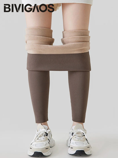 Autumn Winter Alpaca Velvet Shark Leggings Women Thick Warm Leggings High Waist Seamless Slim-Fit Thermal Pants