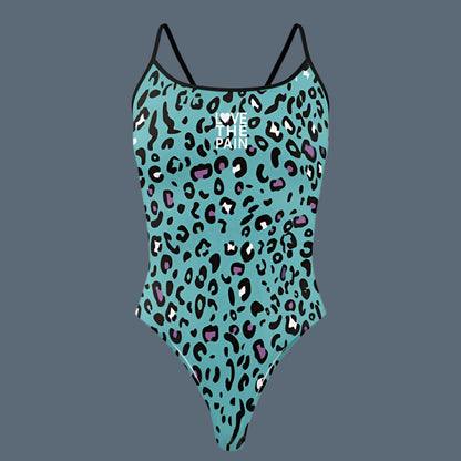 Love The Pain Female Skulls & Animal Print One Piece Swimsuit Swimwear