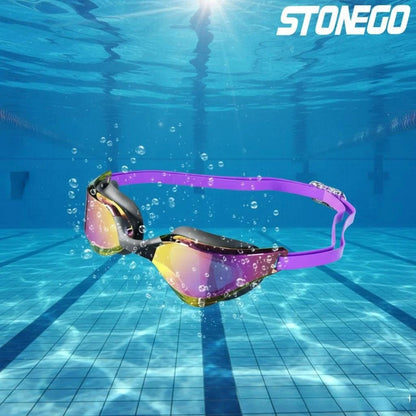 HD Anti Fog Swim Goggles Wide Angle Lens Comfortable Fit Adjustable Nose Bridge Stylish Design for Swimming Sports