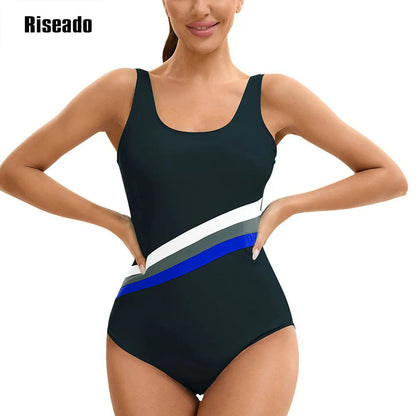 Women's Chlorine Resistant Scoop Neck U-Back High Leg Soft Cup Sporty One Piece Swimsuit