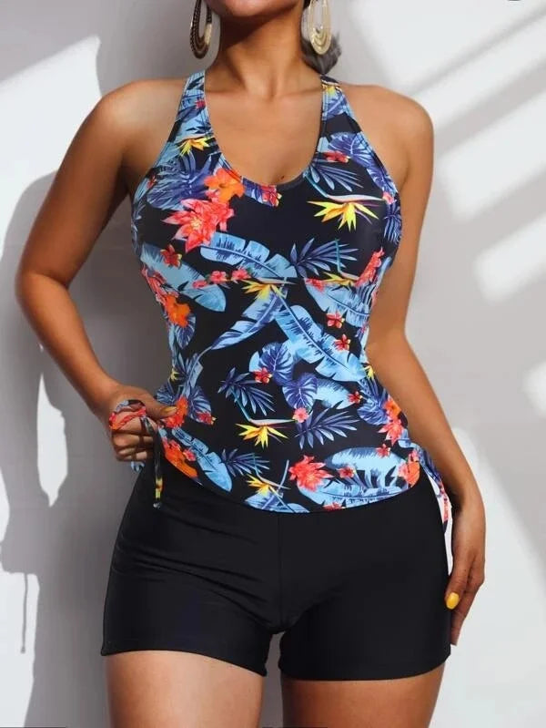 Summer Floral Swimsuits Tankini Sets Female Swimwear Sports Beach Wear Two-Piece Bathing Suits Pool Women's Swimming Suit