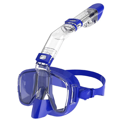 Diving Mask Foldable Anti-Fog Snorkel Mask Set with Full Dry Top System for Free Swim Professional Snorkeling Gear Adults Kids