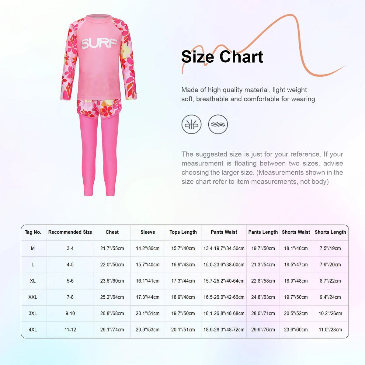 Kids' Three-Piece Long-Sleeve Rash Guard Set with Shorts & Pants