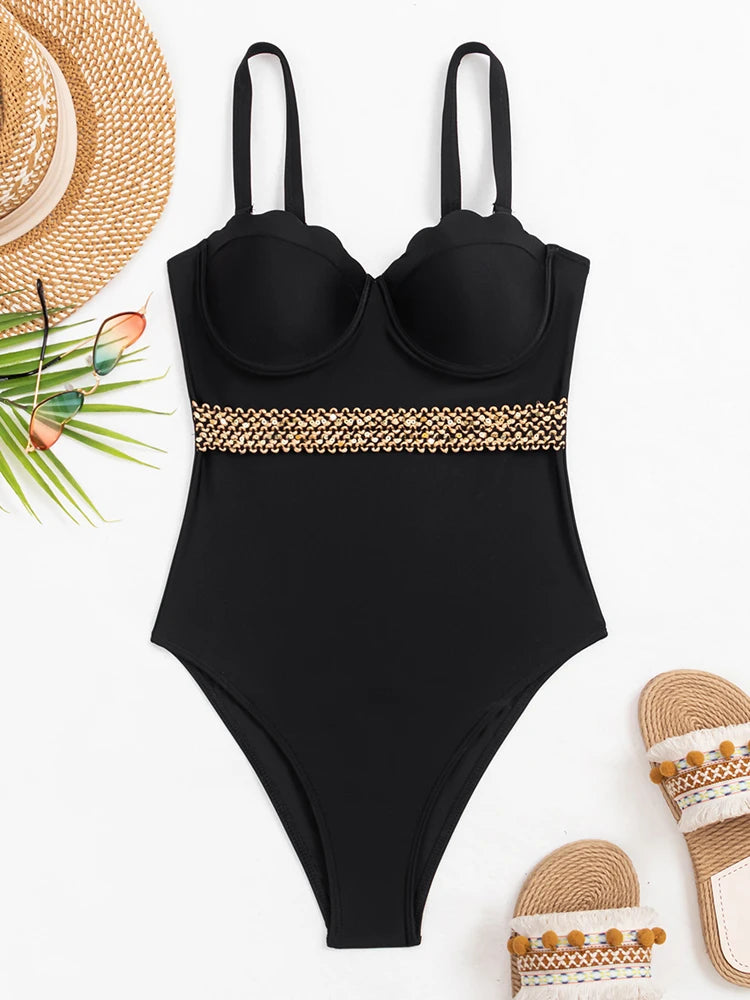 Solid Push Up Swimwear Women S Strapped One Piece Swimsuit Beach Summer Monokini Backless Lady Bathing Suit