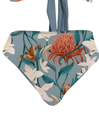 Floral Print High Waist Bikini Women Swimsuit Female Padded Swimwear Bathers Bathing Swimming Swim Suit Summer Beachwear