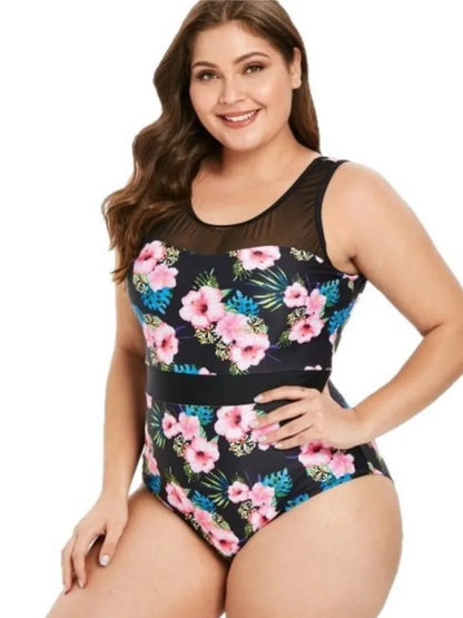 One Piece Plus Size High Waist Swimsuit Women Push Up Large Size Swimsuit Summer Mujer Big Size Tummy Control Swimwear