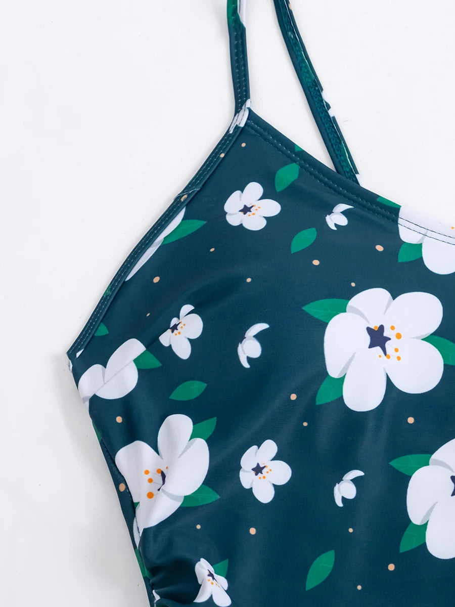 Floral Swimsuit Women One Piece Vintage Design Swimwear Female Backless Beachwear Bathers Bathing Swimming Swim Suit