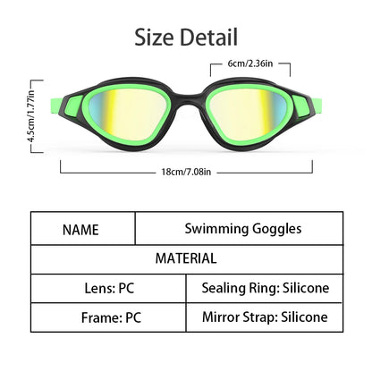 Professional Adult Anti-UV Swimming Goggles 180° Panoramic Electroplating Anti-Fog HD Lens Adjustable Silicone Swim Glasses
