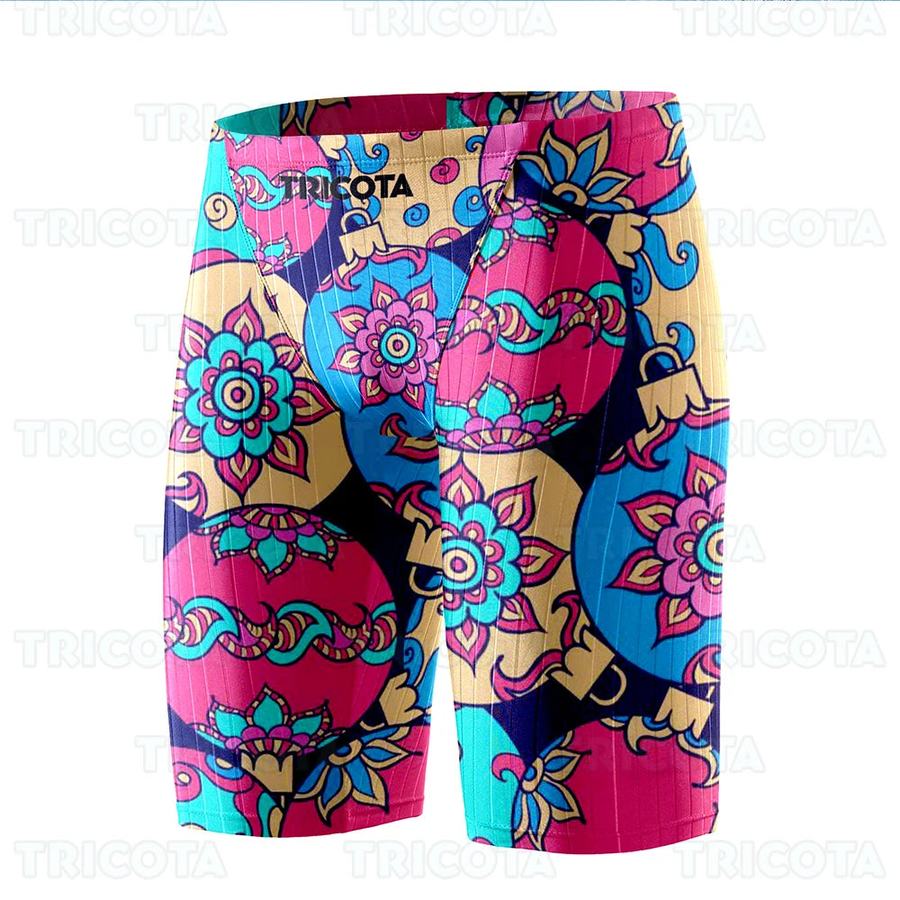 Summer Men Jammer Swimming Trunks Endurance Athletic Training Swim Shorts Outdoor Beach Quick Dry Tight  Jammers Surfing Trunks