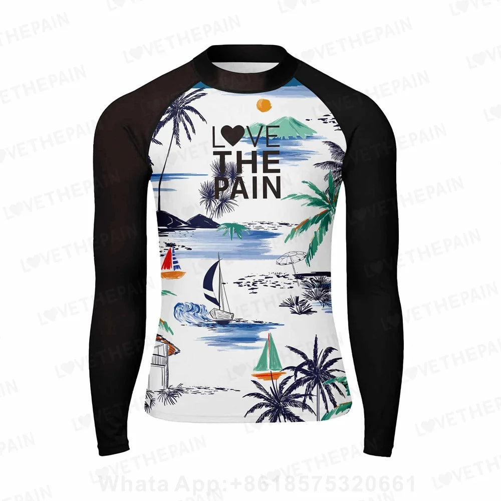Men's Surfing Wear Swimming Diving T-Shirts Long Sleeve Rash Guard Swimwear Elasticity Beach Surfing Sun Protection Clothing