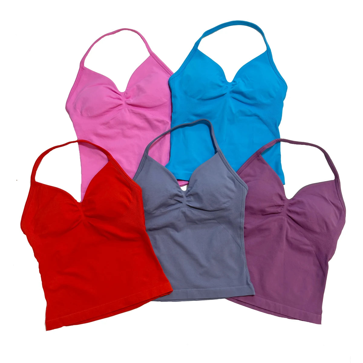 Longline Strappy Top for Women Halterneck Yoga Top Shirts Seamless Workout Gym Top Fitness Gym Clothing
