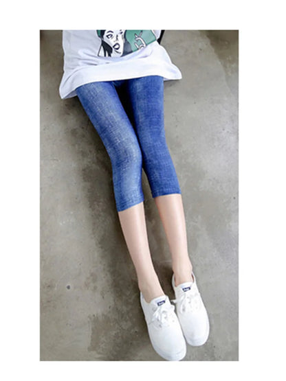 Workout Leggings Print Capris Women Push Up High Waist Pants Sportswear Short Trousers Black Fitness Legging