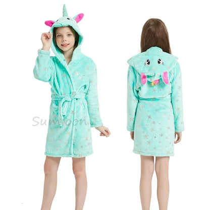 Children Bath Robe Baby Towel Children's Unicorn Hooded Bathrobes for Boys Girls