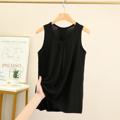 Large size Tank Tops Loose Folds Summer women Modal sleeveless Tshirts Solid color Homewear Top Bottoming Vest XL to 6XL