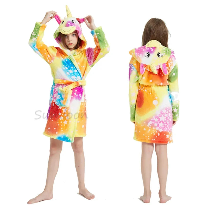 Children Bath Robe Baby Towel Children's Unicorn Hooded Bathrobes for Boys Girls