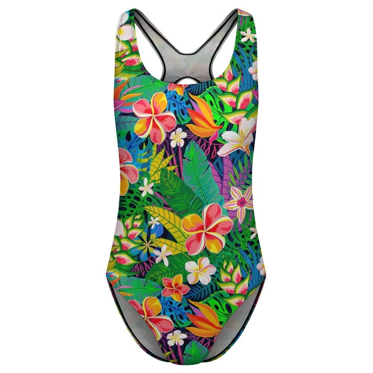 Tropical Floral Swimsuit Colorful Flowers One-Piece Swimwear Push Up Bodysuit Trend Sport Bathing Suit