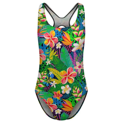 Tropical Floral Swimsuit Colorful Flowers One-Piece Swimwear Push Up Bodysuit Trend Sport Bathing Suit