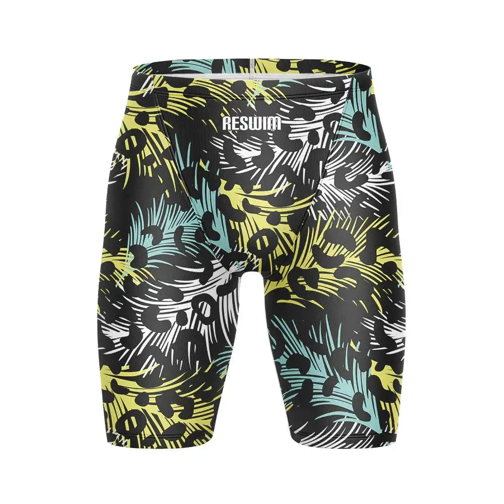 Summer Swim Jammer Quick Dry Swimsuit Print Swimming Beach Tights Shorts Surfing Trunks Men's Swimwear Sports Training Pants