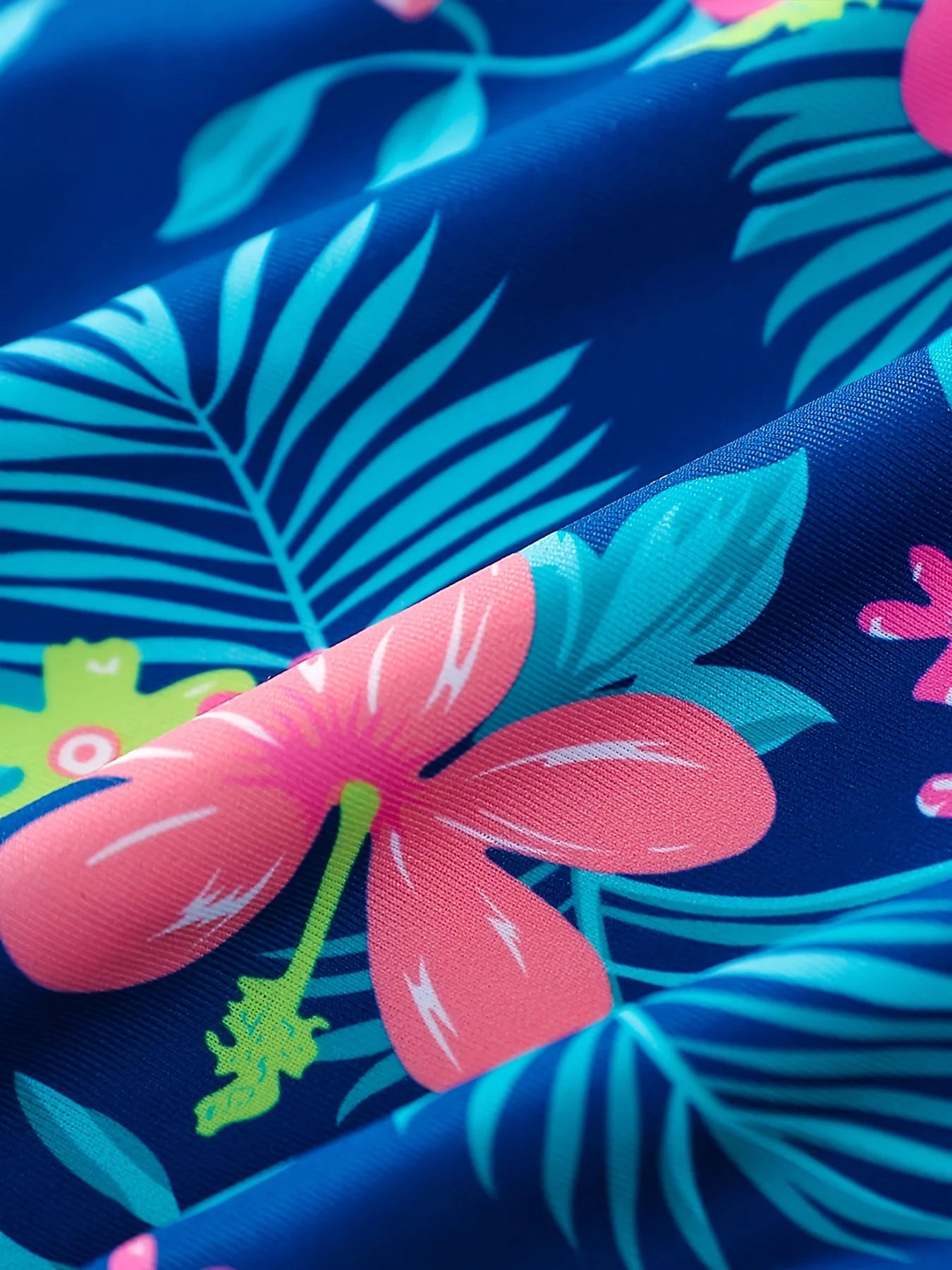 One-Piece Swimsuit Girls Floral Print Asymmetrical Cascading Ruffles Summer Cross Strap Backless Swimwear Bikini-Cut Swim Suit