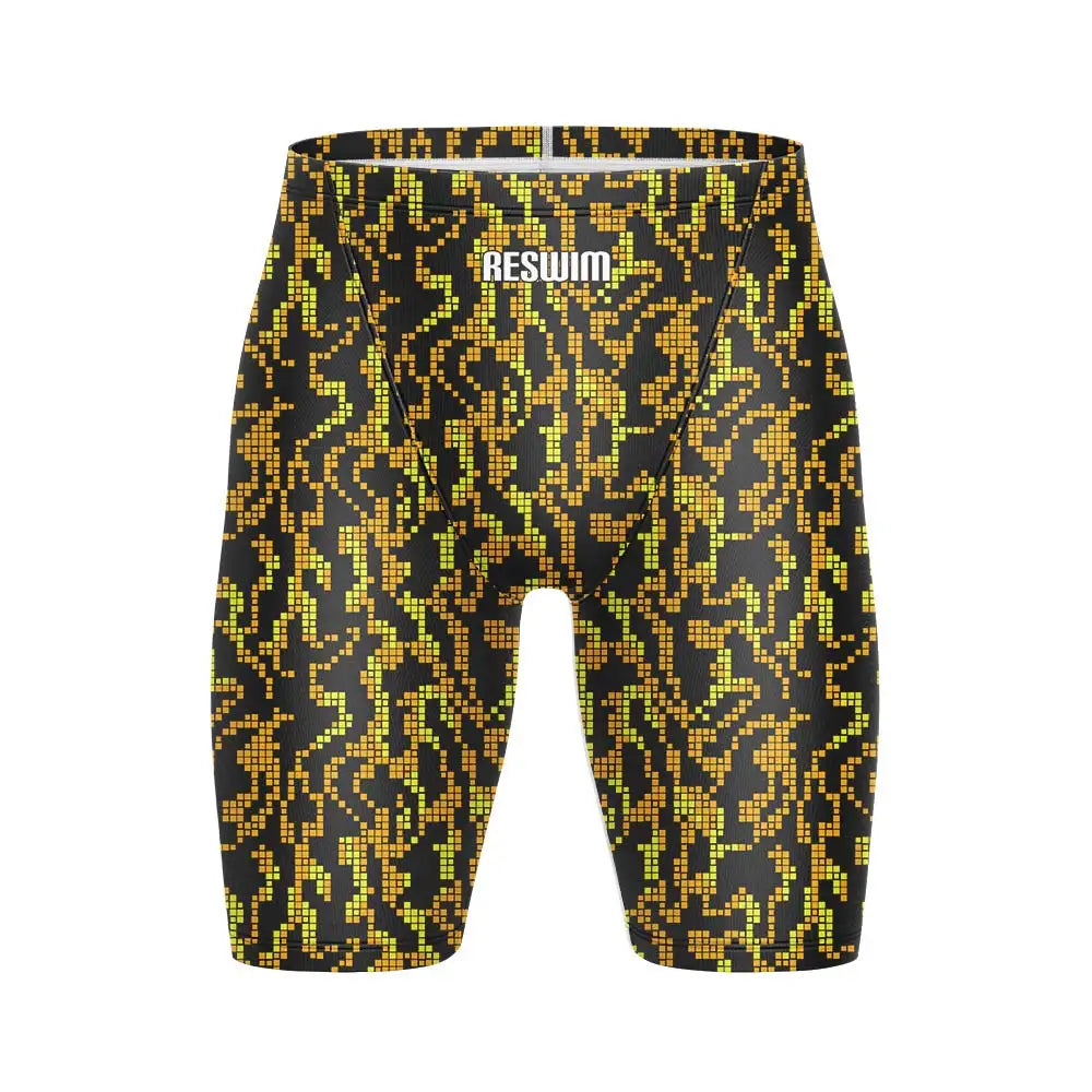 Men's Print Jammer Swimsuit Swimming Trunks Beach Tights Shorts Athletic Training Swimwear Sports Swim Rash Guards Pants