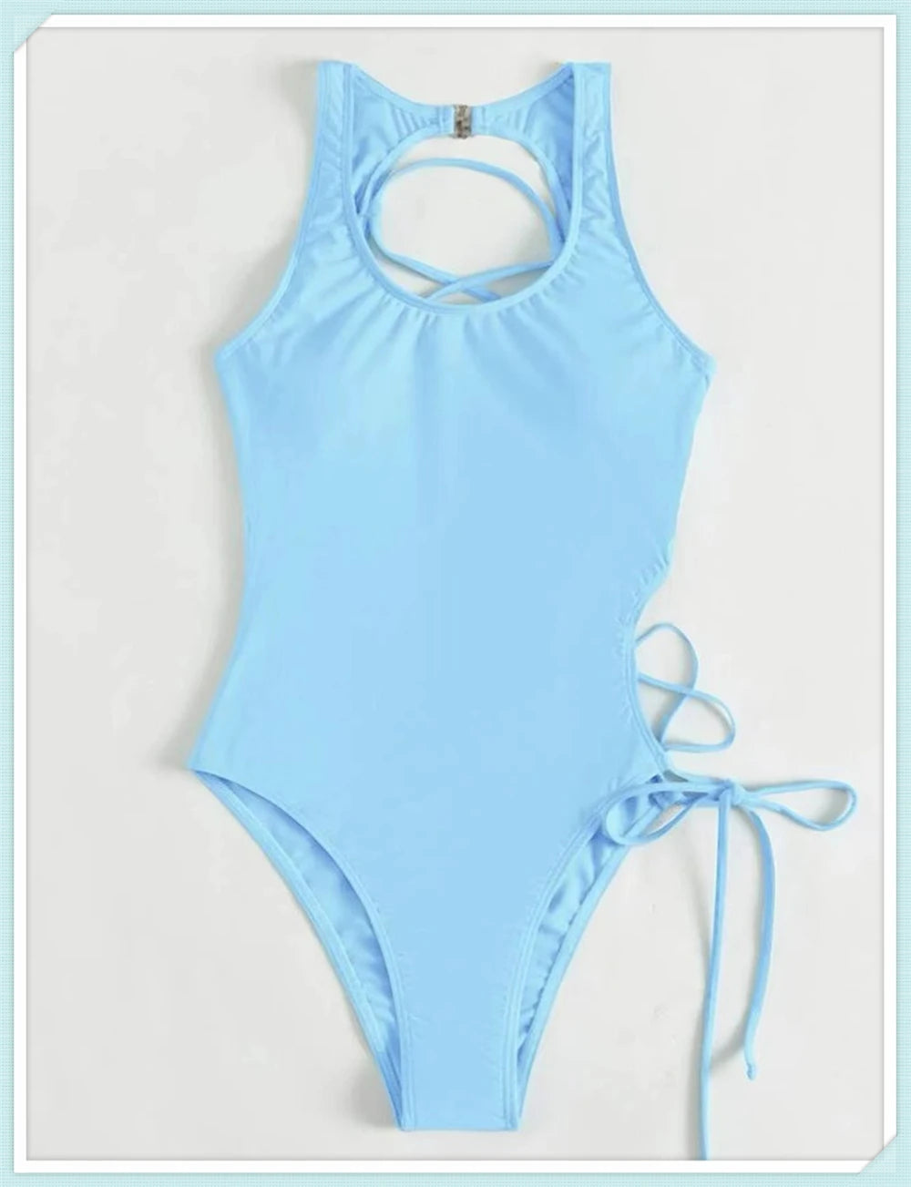 Lace Up Back Swimsuit One Piece Printed Swimwear Women Backless Bathing Swimming Suit Female Padded Beachwear Bodysuit