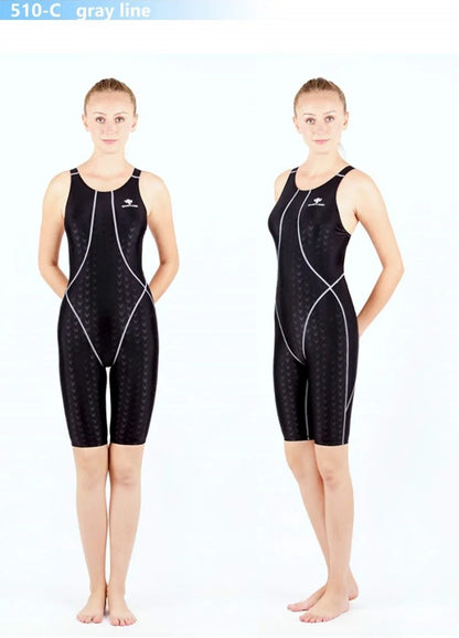 HXBY Professional Competition Knee Length Waterproof Chlorine Resistant Women's Swimwear Plus Size 5xl