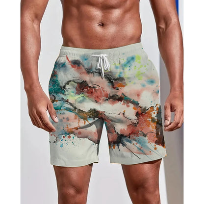 Summer Seasons Rendering Shorts Graffiti 3D Printing Men's Beach Pants Swimming Comfortable Quick Drying Fashion Youth Loose Men