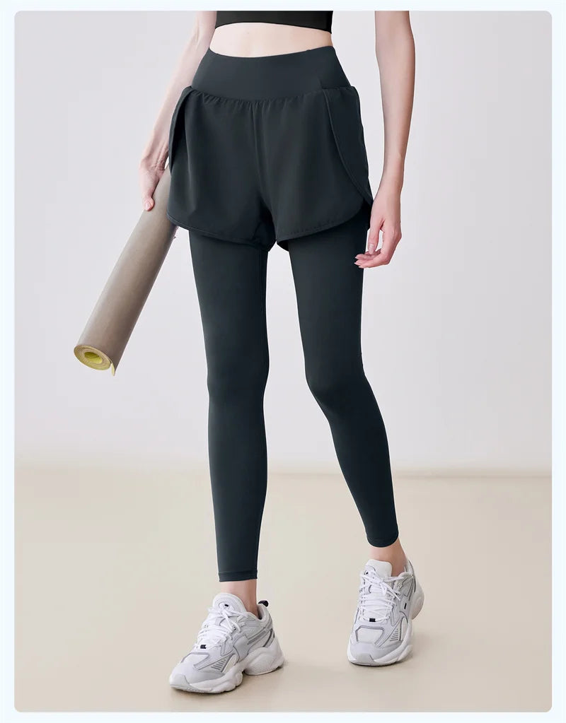 Aiithuug with Pocket  Athletic 2 in 1 Running Shorts with Leggings High Waist Elastic Yoga Dance Pants Quick Dry Athletic Gym