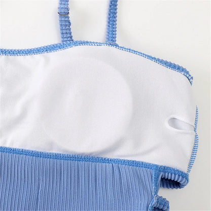S - XL 11 Colors Ribbed Cut Out One Piece Swimsuit Women Swimwear Female High Leg Cut Padded Bather Bathing Suit Swim Lady