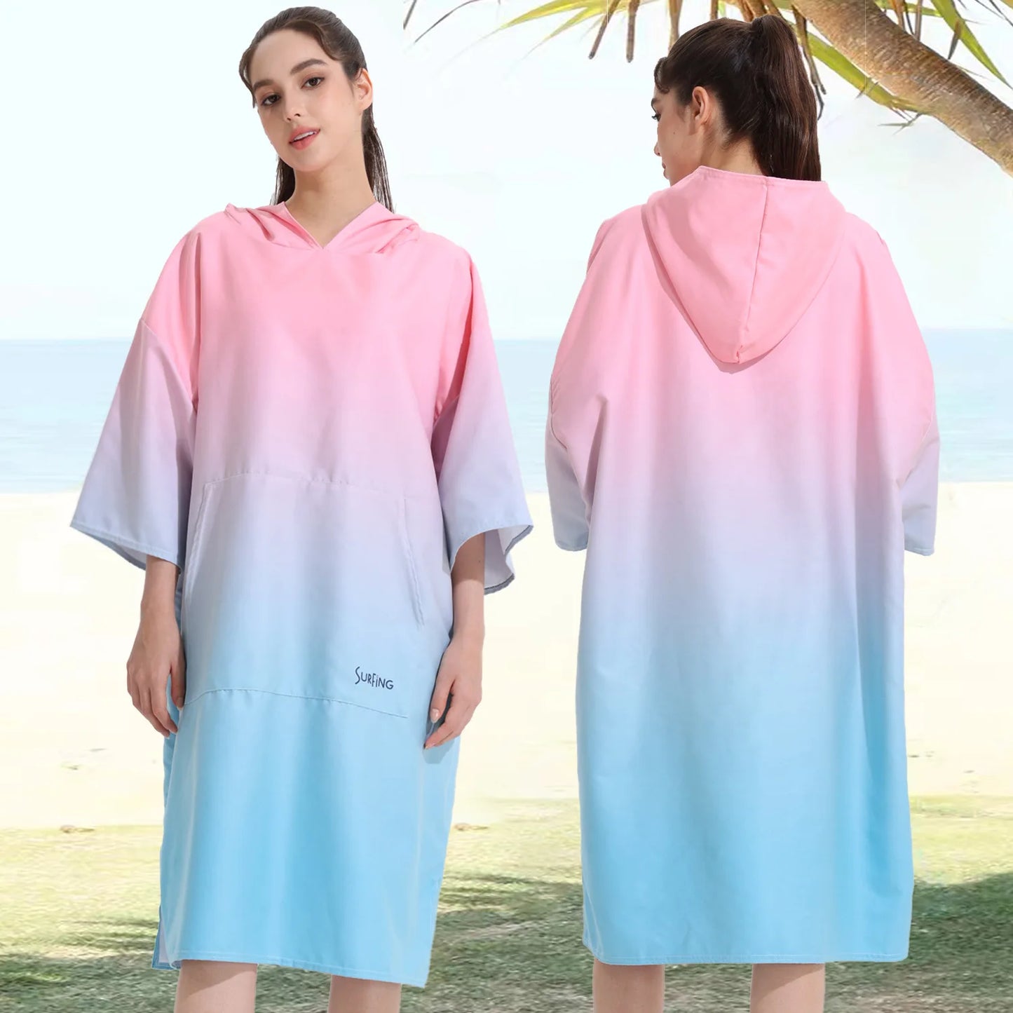 Poncho Towel Change Robe Poncho Quick-drying Hooded Bath Towel Swimming Robe Beach Swimming Surfing Towel Adult