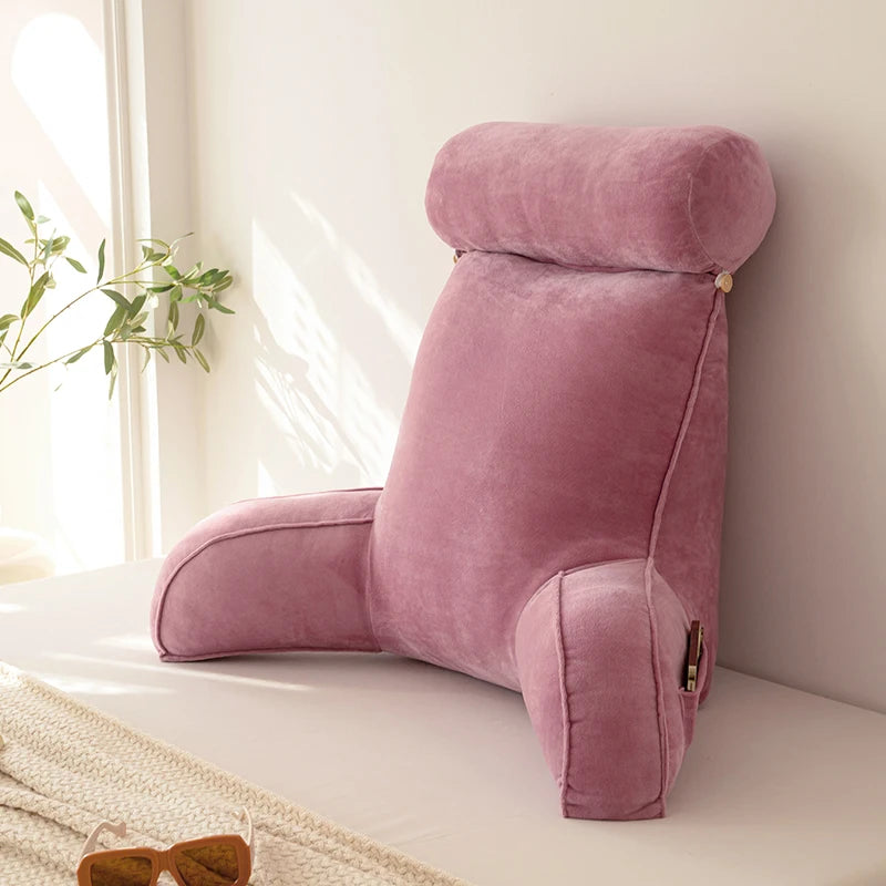 Large Reading Pillow Bed Rest Pillow with Detachable Neck Roll for Sitting in Bed or Couch Back Pillow for Watching TV/Gaming