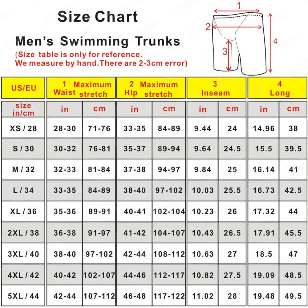 Summer Swim Jammer Quick Dry Swimsuit Print Swimming Beach Tights Shorts Surfing Trunks Men's Swimwear Sports Training Pants