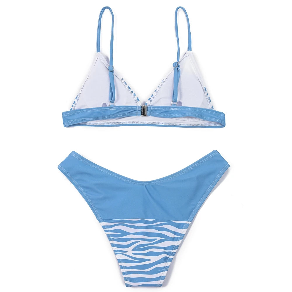 Print Patchwork Women Swimsuit  Bikini  Arrival Straps Padded Bra Summer Beach Swimwear Brazilian Biquini