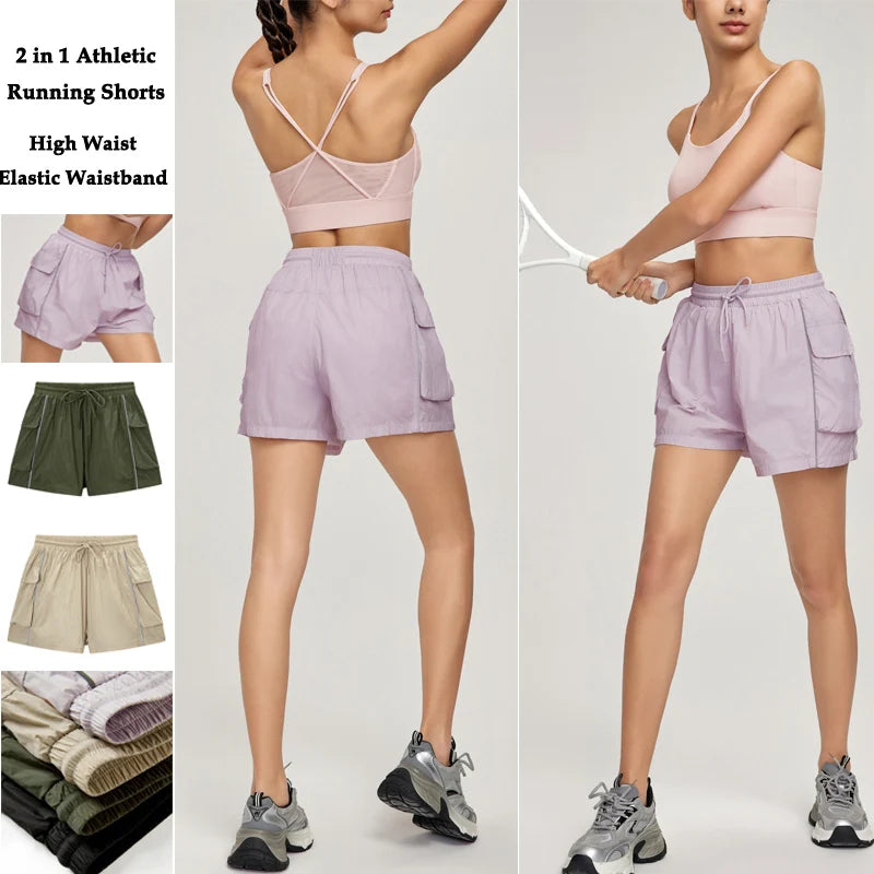 Women's High-Waisted Running Shorts with Pockets