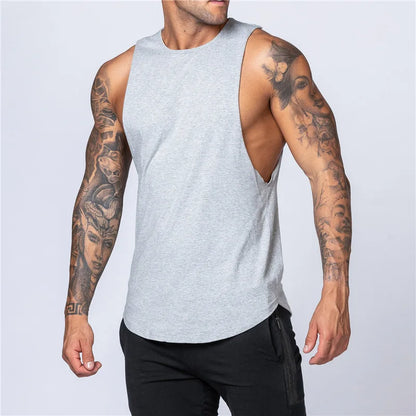Bodybuilding Muscle Exercise Undershirt Men Gym Sports Cotton Moisture Wicking and Breathable Casual Vest Printed Workout Tops
