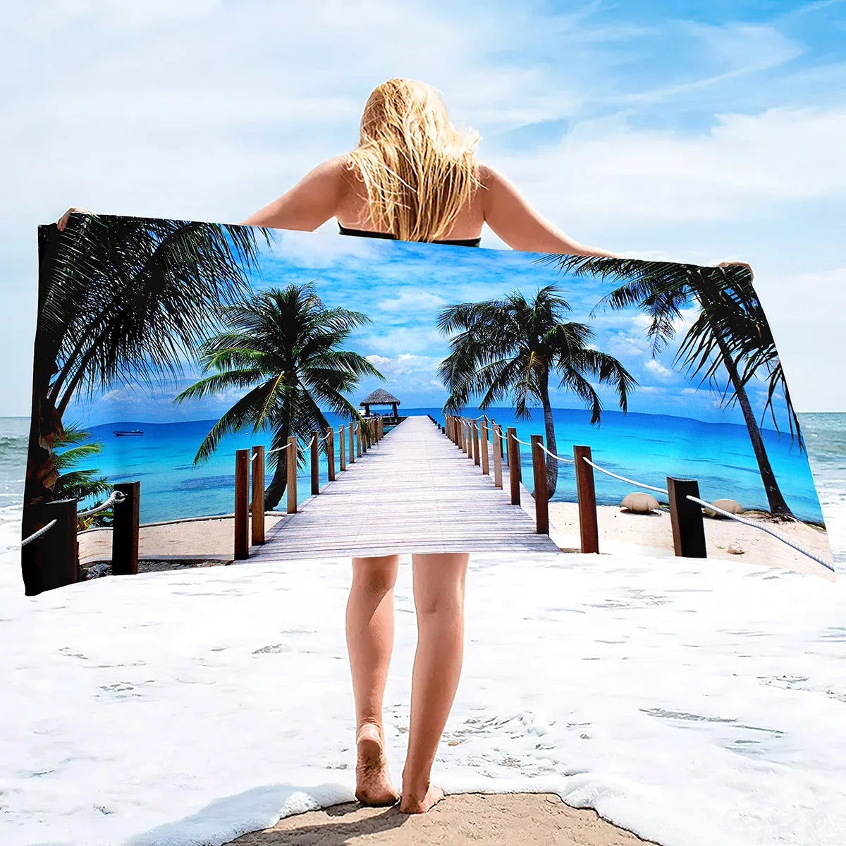 Extra Large Coconut Tree Beach Towel Sand Free Extra Large Cool Beach Towel for Women, Quick Dry Highly Absorbent Beach Towel