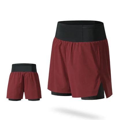 (S-2XL)Men Trail Running Shorts Double Layer Around Pocket Quick Dry Lightweight Marathon Racing Fitness Training Sport Shorts