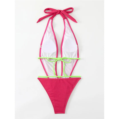 Deep V Neck Backless High Leg Cut Women Swimwear One Piece Swimsuit Female Wrap Around Monokini Bather Bathing Suit Swim