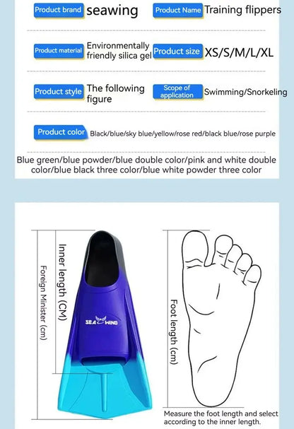 Swimming Freediving Flippers Breaststroke Non-slip Swimming Aid Training Silicone Frog Shoes Swimming Pool Aid Dual Fins