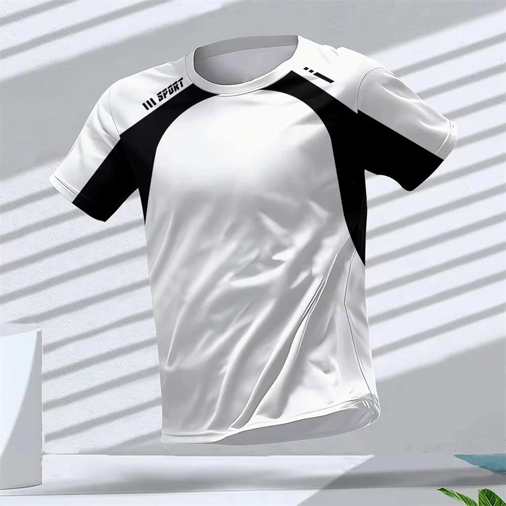 Gym Summer Quick Dry Breathable Men's T Shirt Outdoor Run Fitness Sports Short Sleeve Casual O-Neck Men Gym Sportswear T-Shirt