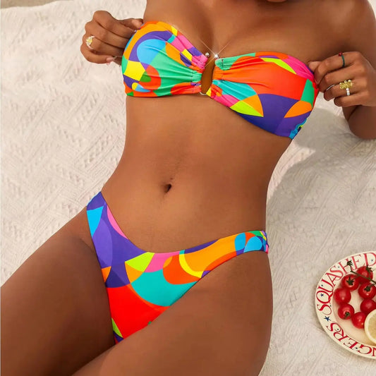 Printed Bikini Set Arrival Padded Bra Strapless Swimsuit Women Swimwear Summer Beachwear Biquini
