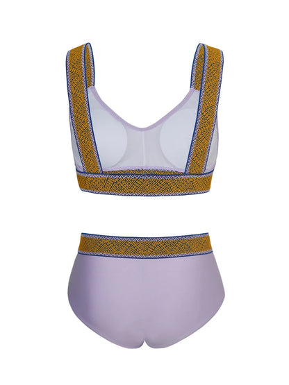 Large Plus Size Bikini Two Piece High Waist Swimsuit Women Swimwear Female Bathing Suit Beachwear Swimming