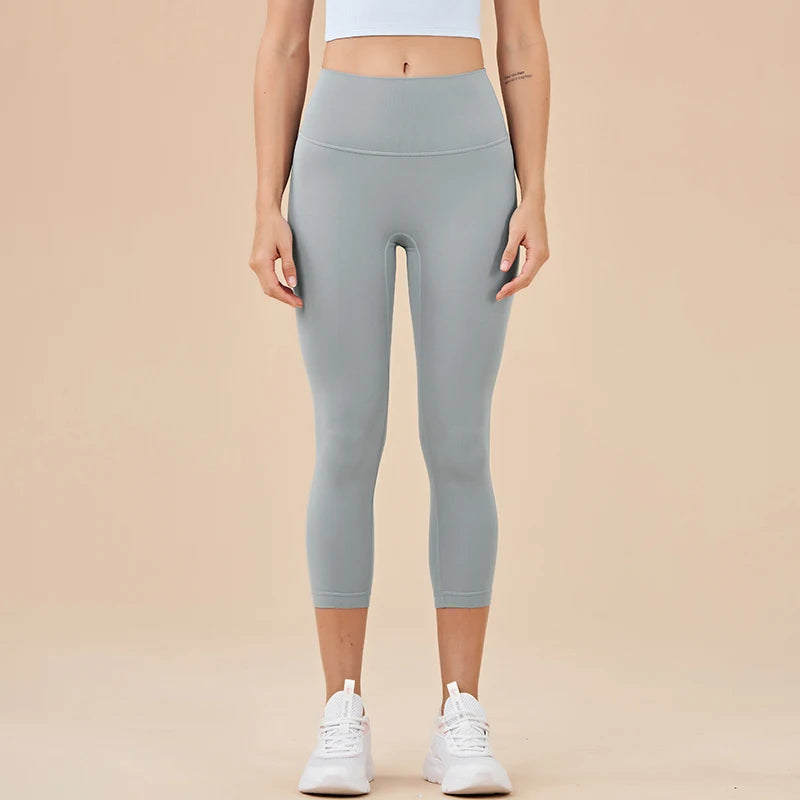 Women's High-Waisted Capri Yoga Leggings with Hidden Pocket
