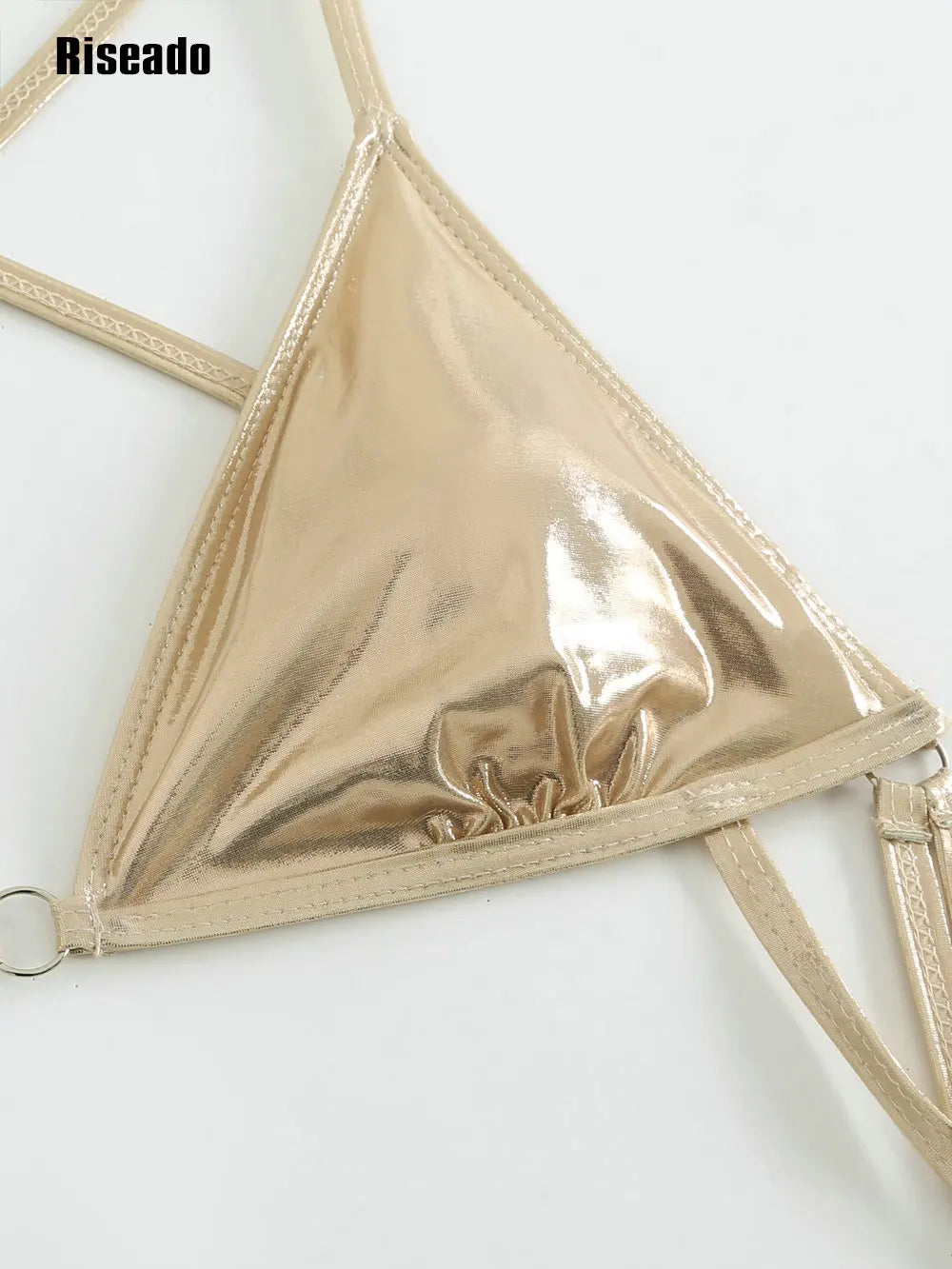 Micro Bikini Metallic Glitter One Piece Push Up Swimsuit Female Shiny Solid High Cut Bandage Thong Swimwear