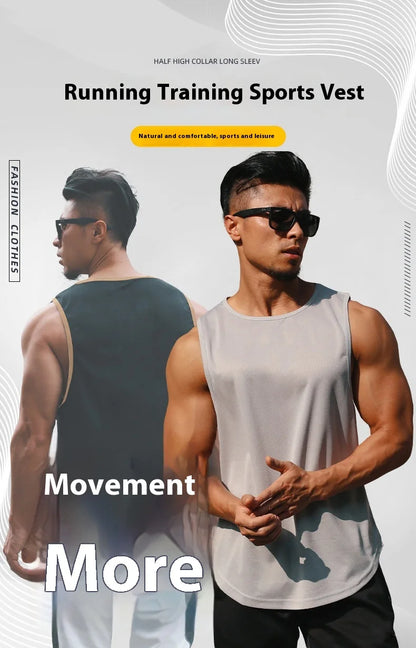 Men's Quick-Drying Sport T-shirt for Fitness and Marathon Workout Sleeveless Basketball Vest Loose Running Tank Top