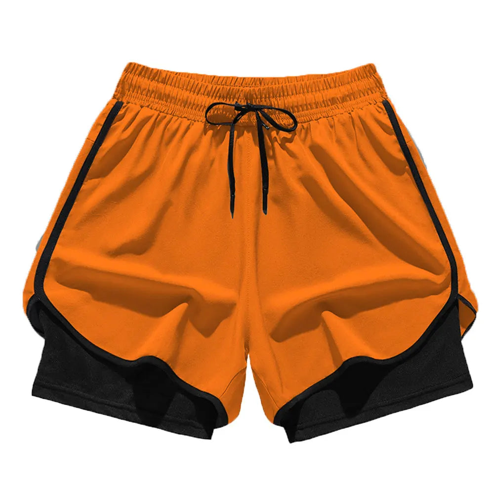Sports Shorts Men's Running Pants Lined with Fake Two-piece Training Anti-light Three-point Basketball Casual Shorts